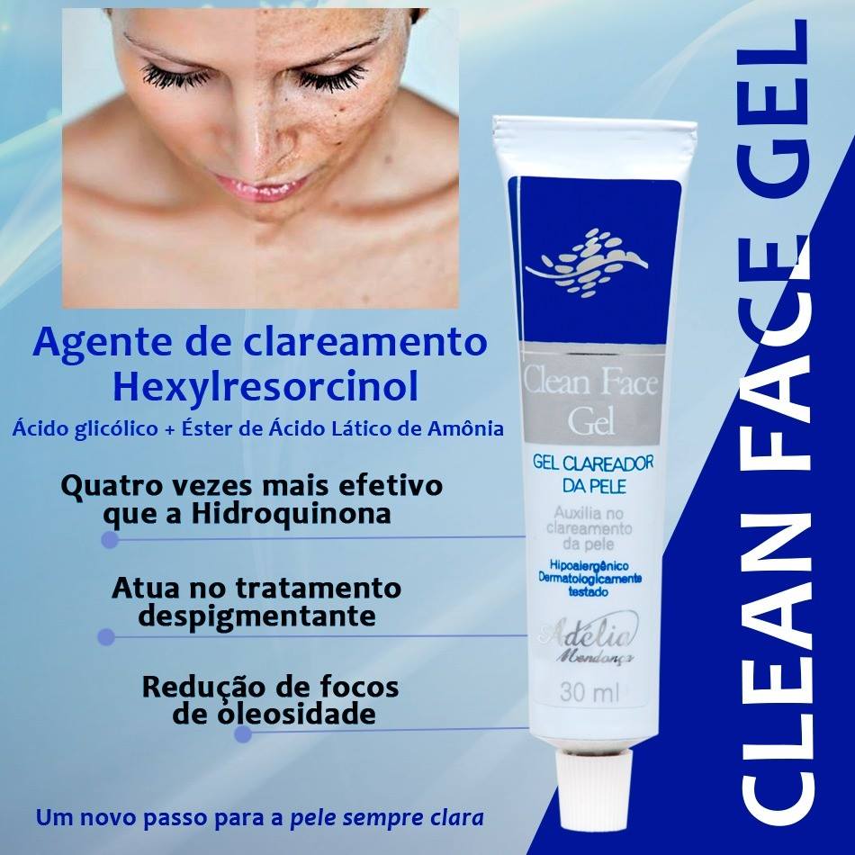 Clean Face Gel 30ml - Gel Clareador da Pele