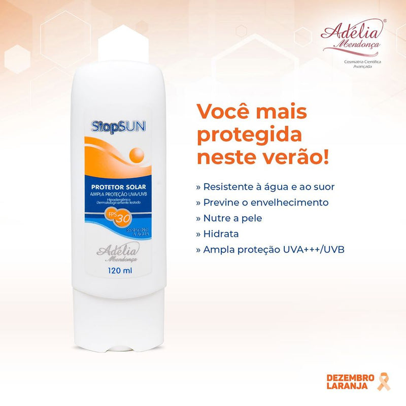 Stop Sun FPS 30 120ml - Protetor Solar Resistente à Água com Fotoproteção FPS 30